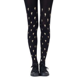Zohara Cactus Print Tights Gold Pattern Women Blackgold